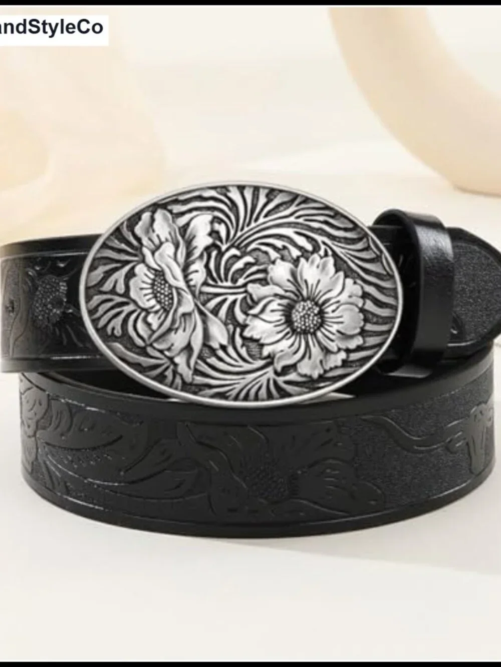 Vintage Engraved Flower Western Belt Buckle Metal Alloy for Men Women